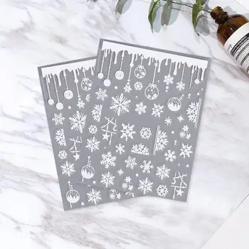Рождественские наклейки для ногтей Праздничные зимние наклейки для ногтей, 3D наклейки в виде снежинок на Рождество, Новогодние украшения для маникюра, Рождество