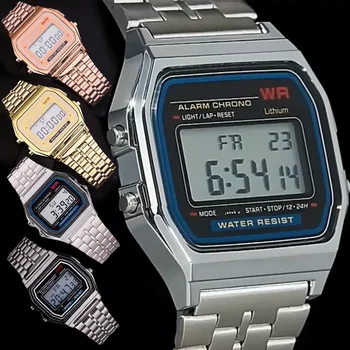 Роскошные водонепроницаемые Ретро Цифровые спортивные военные часы Мужские Женские электронные наручные часы Clock