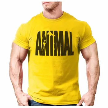 С животным принтом спортивный костюм забавная футболка Футболки, тенденции в 2021 фитнес хлопок марка одежды для мужчин Бодибилдинг футболка большого размера XXL