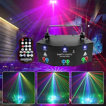 Светодиодный диско-лазерный луч DMX 9 Eyes RGB Эффект сценического освещения для DJ клуба, украшения бара, вечерние огни, проектор, лампа на Хэллоуин