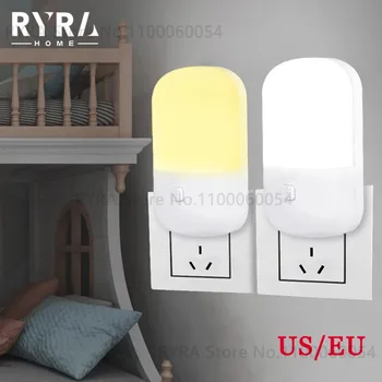 Светодиодный Ночник EU / US Plug-in Switch Лампа Ночник Энергосберегающая Прикроватная Лампа Для Детской Спальни Прихожая Лестница Декоративные Светильники