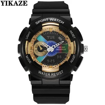 Спортивные часы YIKAZE, силиконовые военные кварцевые мужские часы, водонепроницаемые противоударные модные кварцевые часы для мужчин, женщин, детей