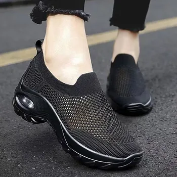 Теннисные туфли для женщин 2023, Дышащие кроссовки на танкетке, женская повседневная обувь с круглым носком, женские кроссовки на платформе, Zapatillas