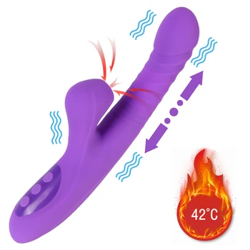 Фаллоимитаторы Вибраторы Сосущий Стимулятор Клитора G Spot Кролик Вибратор Секс Игрушки для Женщин С Нагревательным Толкающим Двойным Двигателем