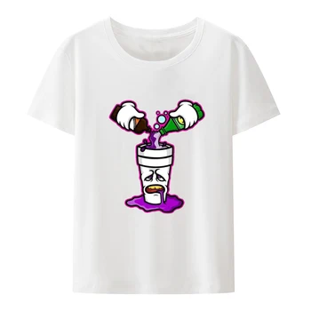 Фиолетовая футболка Drinked, черная сертифицированная футболка Freak Color с принтом Jurney, Свободные футболки в стиле креативного досуга, Koszulki Hipster
