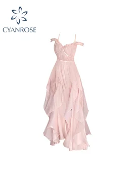 Французское винтажное женское летнее платье на подтяжках трапециевидной формы, элегантное Милое платье принцессы для вечеринки, женское платье феи 2022, повседневный Корейский сарафан