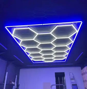 Шестиугольная светодиодная подсветка с высоким люменом 16 футов * 8 футов, сотовые светодиодные фонари, автоматическая детализация для мойки, потолочные светильники в гараже