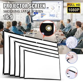 Экран проектора на открытом воздухе для дома 72 84 60 120 100 150 дюймов Портативная светоотражающая ткань 16: 9 HD Портативный кинотеатр на открытом воздухе Movie Proj